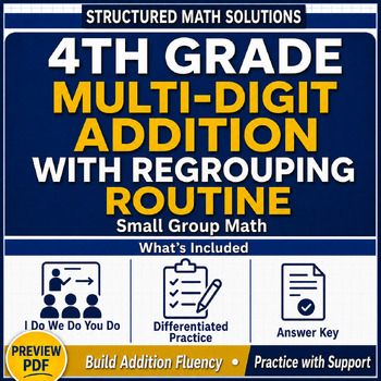 Preview of 4th Grade Multi-Digit Addition With Regrouping Routine | Small Group Math
