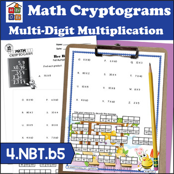 Preview of 4th Grade Multi-Digit Multiplication | Cryptogram Puzzles
