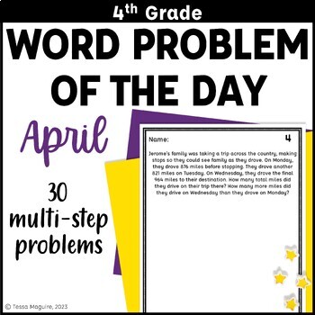 Preview of 4th Grade Multi-Step Word Problem of the Day Story Problems- April