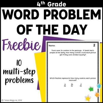 Preview of 4th Grade Multi-Step Word Problem of the Day Story Problems Back to School