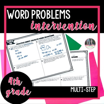 Preview of 4th Grade MultiStep Math Word Problem Intervention Practice Worksheets