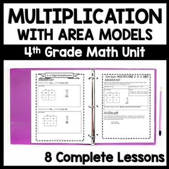 Preview of Area Model Multiplication Worksheets, 4th Grade Multiplication Review & Practice