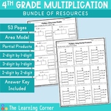 4th Grade Multiplication Worksheet - Area Model, Partial P