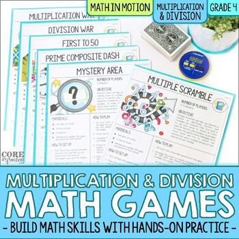 Preview of 4th Grade Multiplication & Division Games | No Prep Hands-On Math Activities