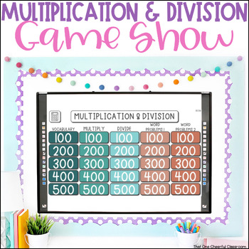 Preview of 4th Grade Long Division, Multiplication, & Word Problems Math Review Game Show