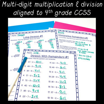 4th Grade Multiplication & Division Worksheet Pack ~ Multi ...