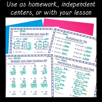 4th grade multiplication division worksheet pack multi digit