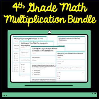 Preview of 4th Grade Math Multiplication Google Form Assessment Bundle