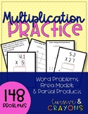 4th Grade Multiplication Practice - Word Problems, Area, a