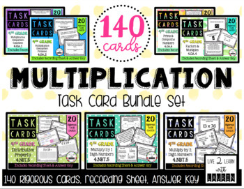 Preview of Multiplication Task Cards Bundle (140 cards)