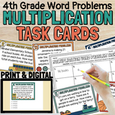 4th Grade Multiplication Word Problem Task Cards Print and
