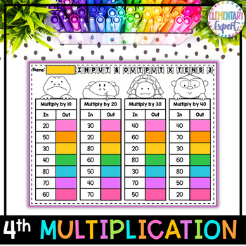 Preview of 4th Grade Multiplication Worksheet Pack - Printable AND Digital