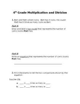 Preview of 4th Grade Multiplication and Division Review
