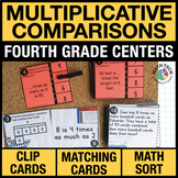 4th Grade Multiplicative Comparisons Math Task Cards - 4th