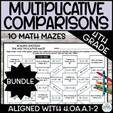 4th Grade Math Spiral Review Worksheets | Multiplicative Comparisons | Math Maze