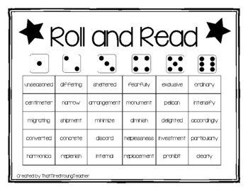 Preview of 4th Grade Multisyllabic Roll and Read