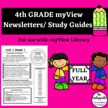 Preview of 4th Grade My View Literacy Parent Newsletters| Student Study Guides for All Year