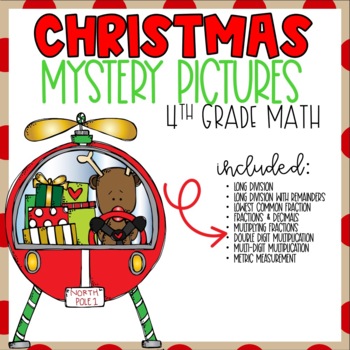 Preview of 4th Grade Mystery Pictures  l Christmas themed