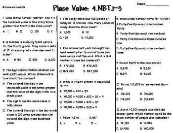 Place Value Tests 4th Grade by Create-Abilities | TpT