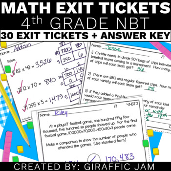 Preview of 4th Grade NBT Exit Tickets 4th Grade Math Exit Slips Place Value Assessments