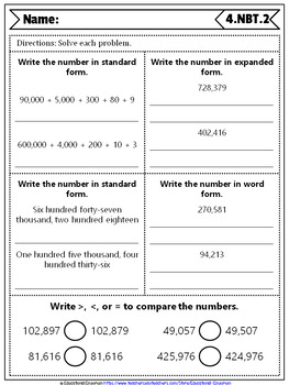 4Th Grade Nbt Quizzes: 4Th Grade Math Quizzes, Number & Operations In Base Ten