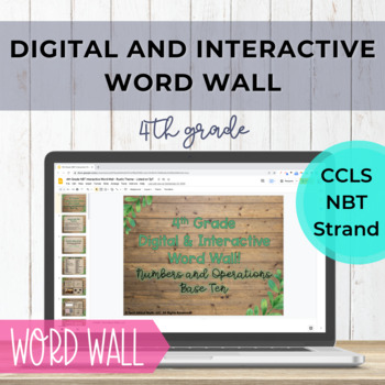 Preview of DISTANCE LEARNING 4th Grade NBT Word Wall - Digital and Interactive!