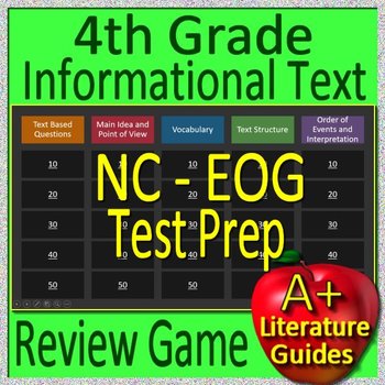 Preview of 4th Grade NC EOG Reading Test Prep Informational Text Game 