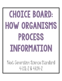 4th Grade NGSS How Organisms Process Information Choice Board