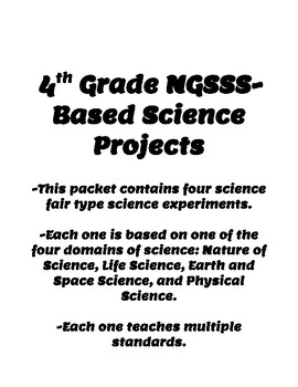 Preview of 4th Grade NGSSS-Based Science Projects