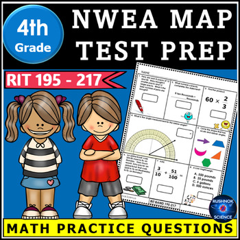 Preview of 4th Grade NWEA MAP Math Test Prep Practice Questions, Math Review Worksheets