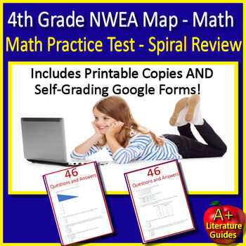 Preview of 4th Grade NWEA Map Math Practice Test - Printable and Google - Spiral Test Prep