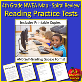4th Grade NWEA MAP Reading Test Prep ELA Printable AND SELF-GRADING GOOGLE FORMS