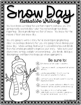 Preview of 4th Grade Narrative Writing Resource Snow Day Smarter Balanced Test Prep CCSS