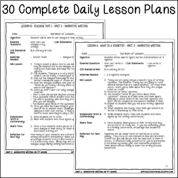 4th Grade Narrative Writing | Unit 2 | 6 Weeks of CCSS Aligned Lesson Plans