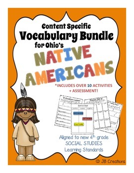 4th Grade Native American Content Specific Vocabulary Activity Pack