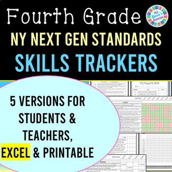 Preview of 4th Grade New York Next Gen Standards Checklists for ELA and Math - Excel & PDF