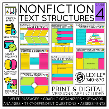 Preview of 4th Grade Nonfiction Text Structures Reading Comprehension