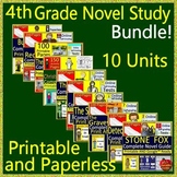 4th Grade Novel Study Bundle - Printable & SELF-GRADING GO