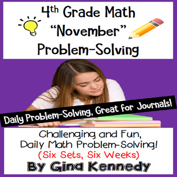 Preview of Daily Problem Solving for 4th Grade: November Word Problems (Multi-Step)