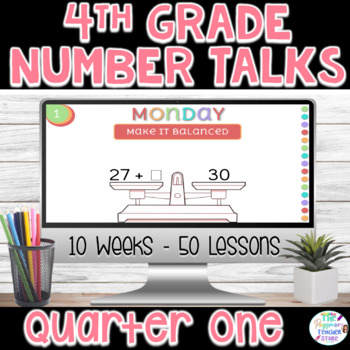 Preview of 4th Grade Number Talks Quarter One l 1st 10 Weeks l DIGITAL | EDITABLE
