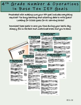 Preview of 4th Grade Number and Operations in Base 10 IEP goals