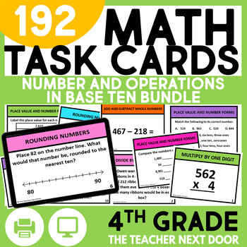 Preview of 4th Grade Number and Operations in Base Ten Task Card Bundle Math Center