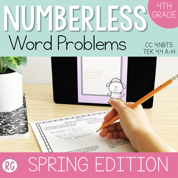 Preview of Spring Numberless Word Problems 4th Grade