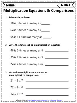 4th grade oa worksheets 4th grade math worksheets operations algebraic