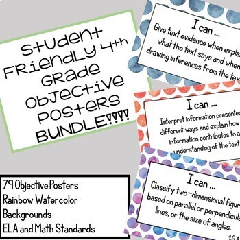 Preview of 4th Grade Objectives BUNDLE- ELA & Math