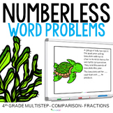 4th Grade Ocean Numberless Word Problems Multistep, Fractions