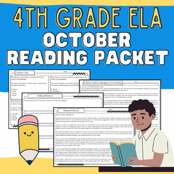 Preview of 4th Grade October Reading Packet Independent Work, Early Finisher, Morning Work
