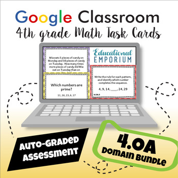Preview of 4th Grade Operations & Algebraic Thinking Math Task Cards BUNDLE ⭐ Google Forms