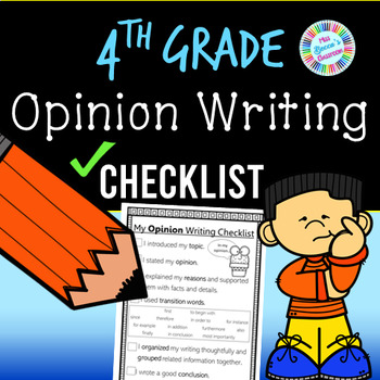 Preview of 4th Grade Opinion Writing Checklist - standards-aligned - PDF and digital!!