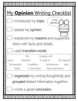 4th Grade Opinion Writing Checklist - standards-aligned - PDF and digital!!